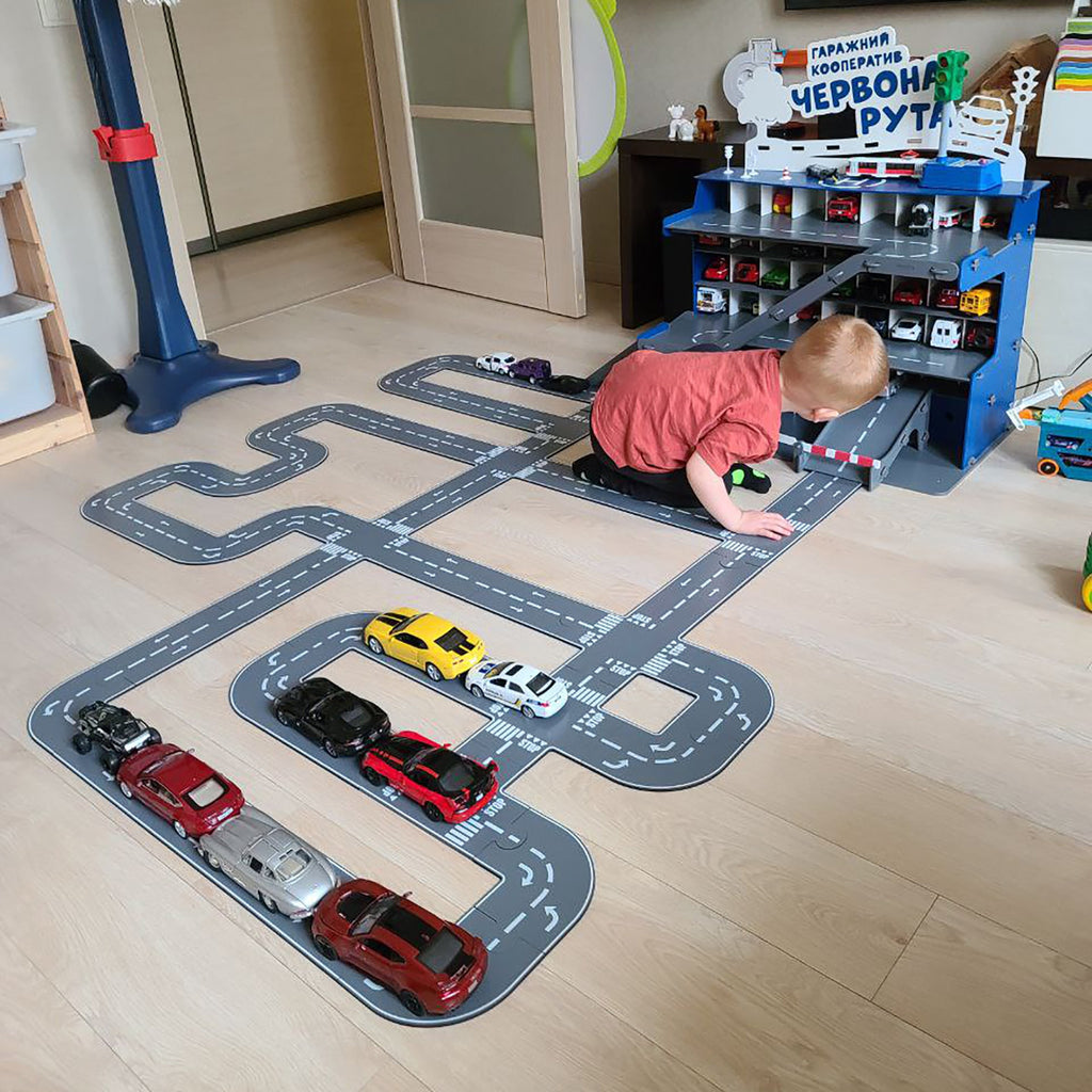 Wooden Toy Car Track Set with Bridge: Fun Toy Road Puzzle