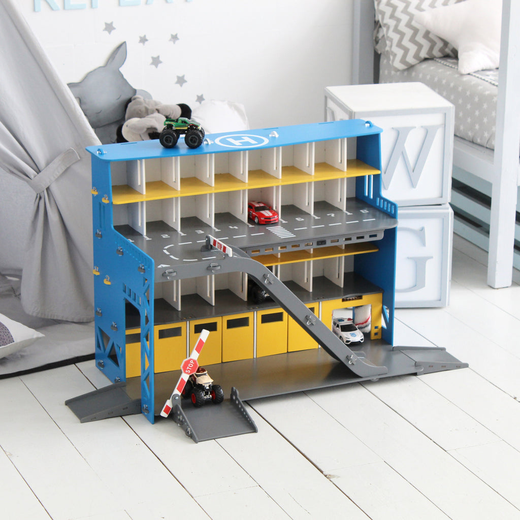 Wooden Toy Car Parking Lot, Personalized Gift for Boys, Toys for Boys Car Garage Storage Display, Toy Parking Garage 5 Year Old Boy Gift