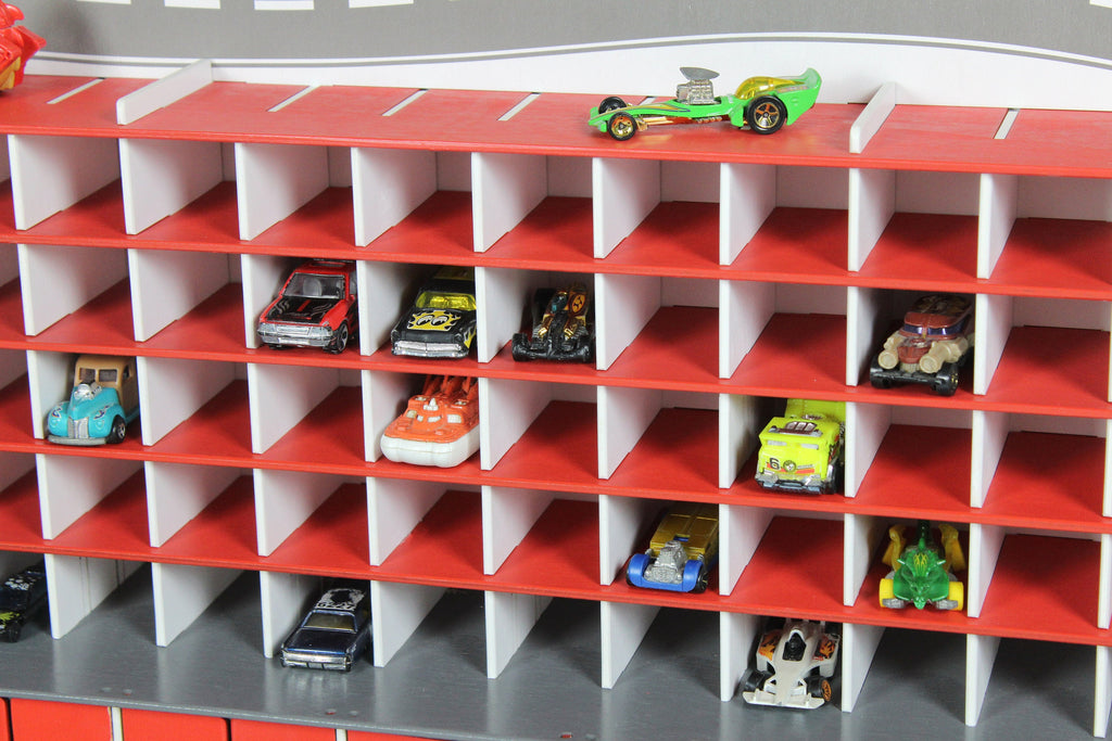 Kids Storage for 3 inch long toy cars with doors, ramps, gates and personalization