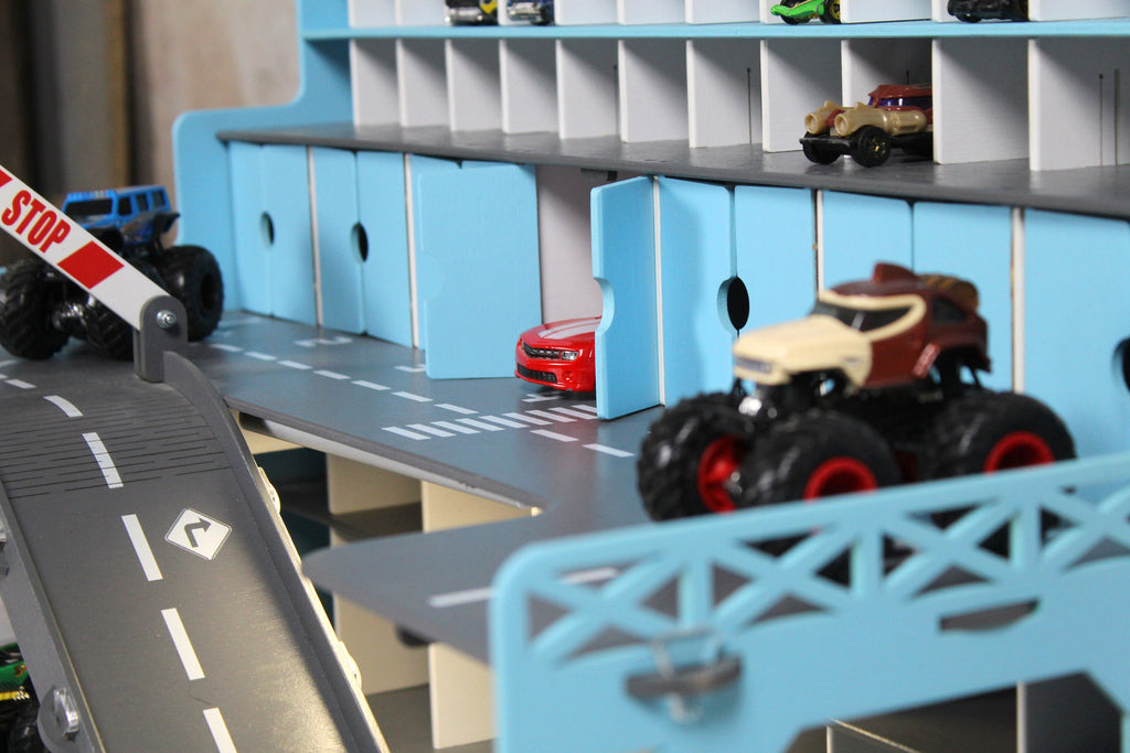 Handmade Wooden Toy Garage - Perfect Birthday Gift for Todders who Love Cars and Imaginative Play