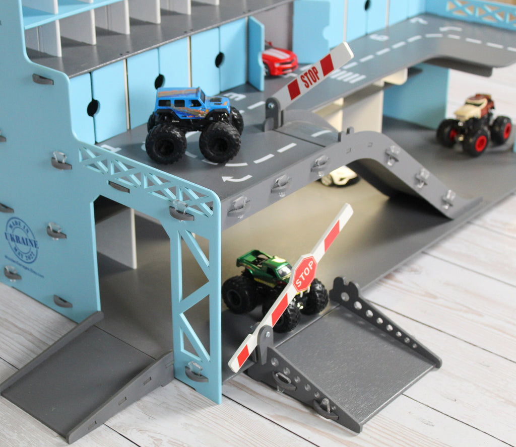 Handmade Wooden Toy Garage - Perfect Birthday Gift for Todders who Love Cars and Imaginative Play