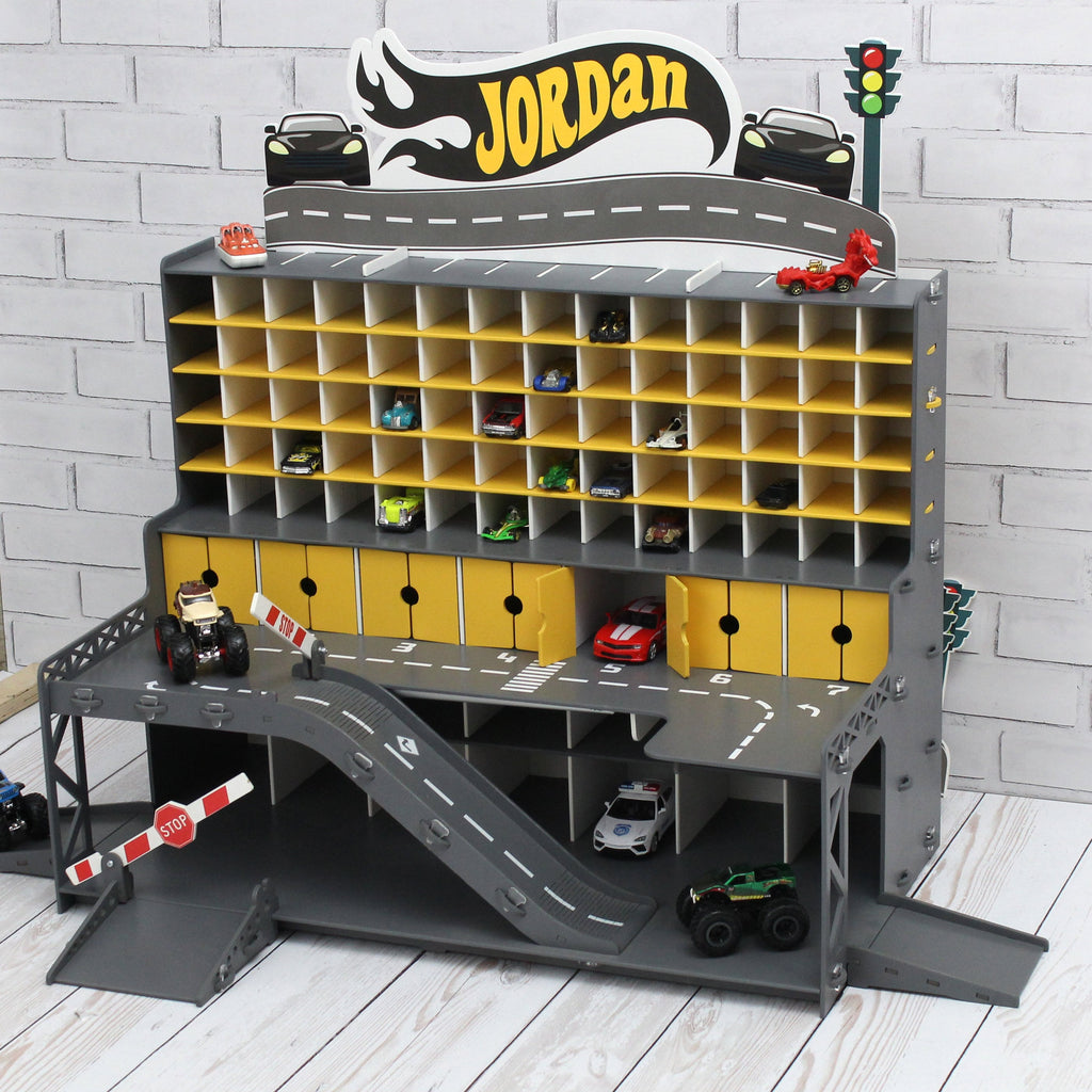 Personalized Toy Car Garage - Toy Cars Garage Playset, Wooden Car Garage, Vehicle Toy Car Holder, Boy Toddler Gift, Nursery Toys for Boys