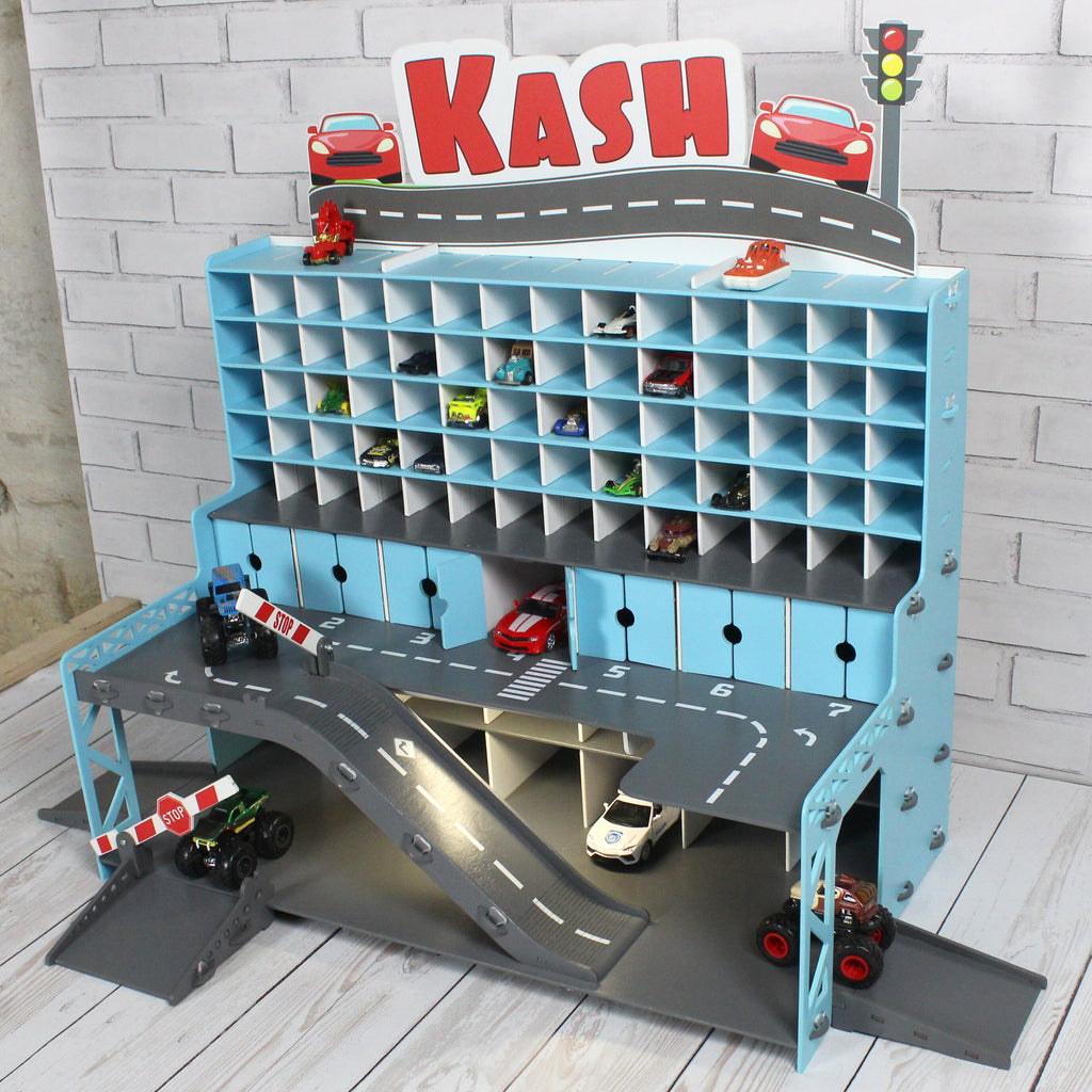 Handmade Wooden Toy Garage - Perfect Birthday Gift for Todders who Love Cars and Imaginative Play