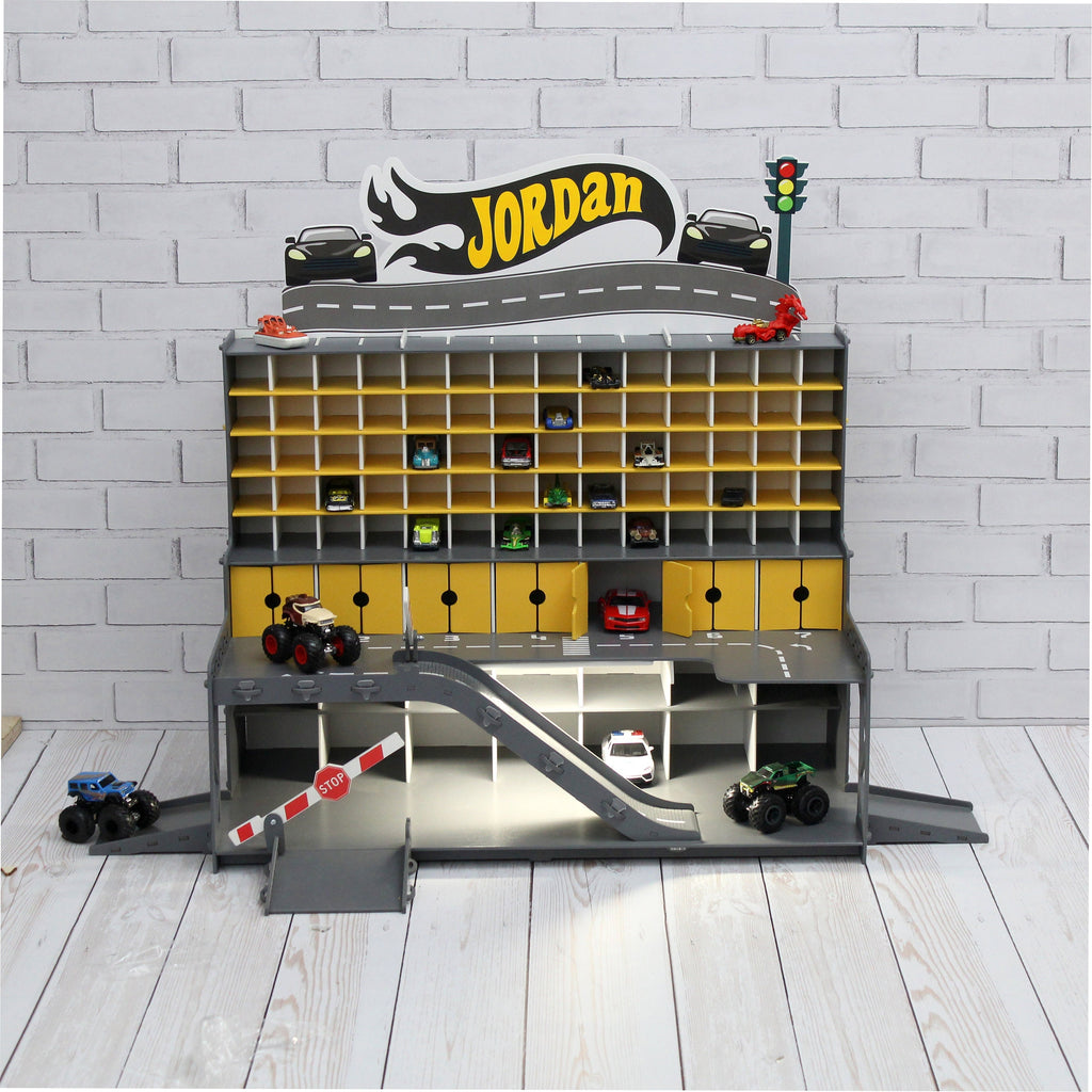 Personalized Toy Car Garage - Toy Cars Garage Playset, Wooden Car Garage, Vehicle Toy Car Holder, Boy Toddler Gift, Nursery Toys for Boys