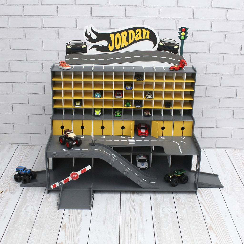 Personalized Toy Car Garage - Toy Cars Garage Playset, Wooden Car Garage, Vehicle Toy Car Holder, Boy Toddler Gift, Nursery Toys for Boys