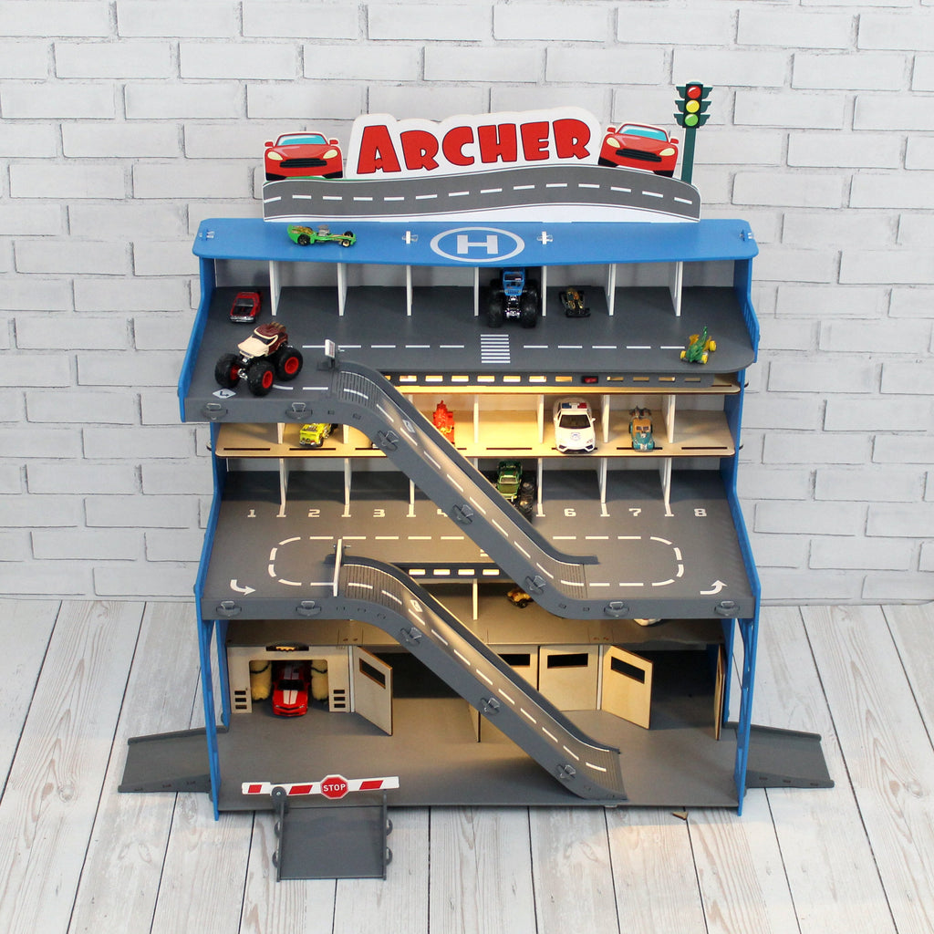 Toy garage for Monster Truck, Toy Storage for toy Cars, Wooden Toy Garage