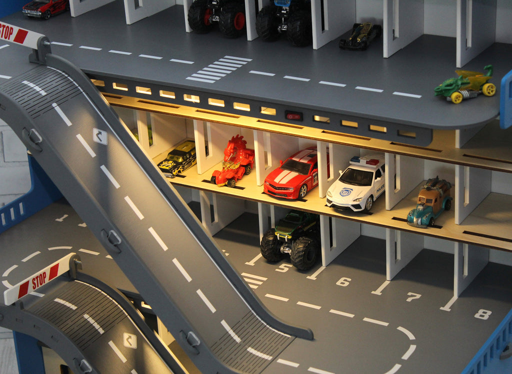 Toy garage for Monster Truck, Toy Storage for toy Cars, Wooden Toy Garage