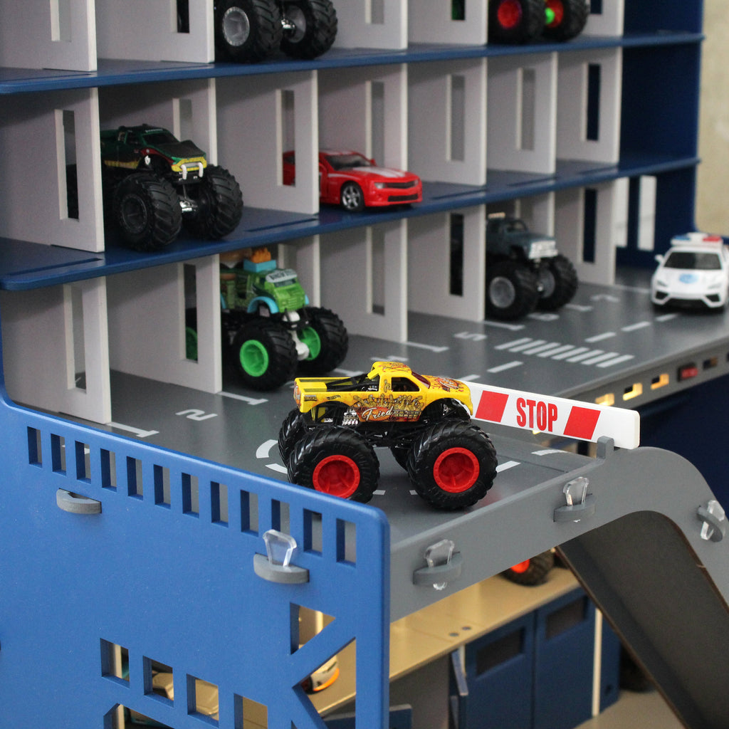 Toy Car Garage, Toddler Boy Gift 3 4 5 years old, Personalized License Plate Gift, Boys Playroom Set, Monster Truck Parking Lot