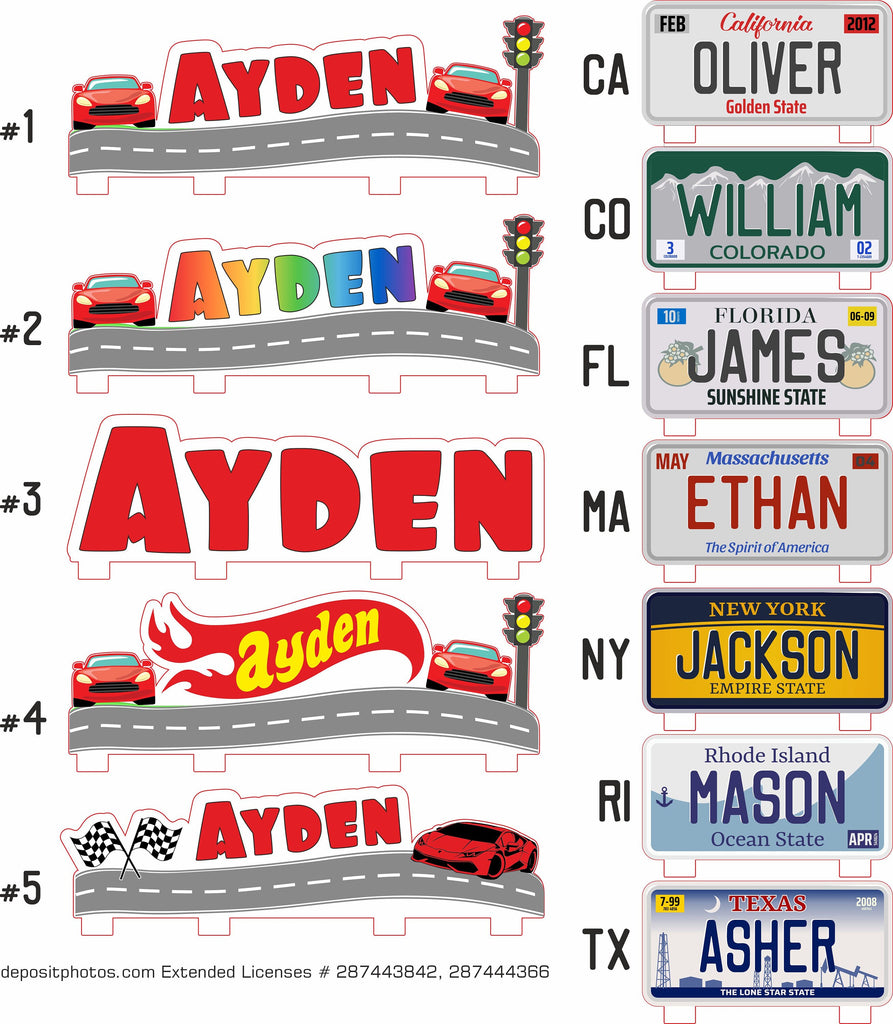 Personalized wooden toy, US Licenset plate kids name
