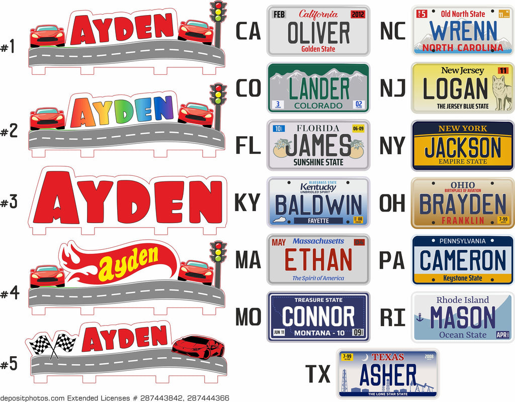 Personalized US License Plate with a toy garage owner&#39;s name