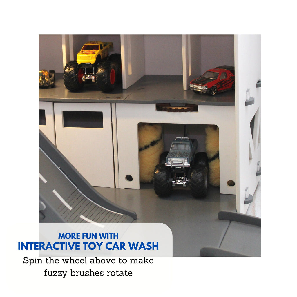 Toy Car Garage With a Toy Car Wash Personalized with US License Plate