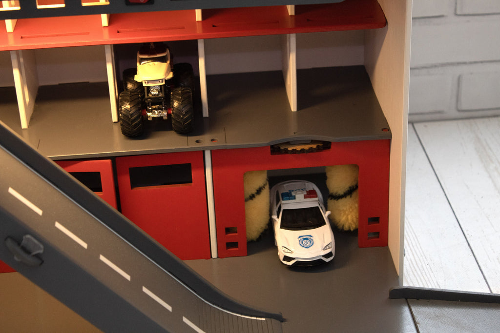 Toy Car Garage • Toy Car Storage • Toddler Boy 3 4 5 yo Gift • Wooden Toy Garage • Personalized