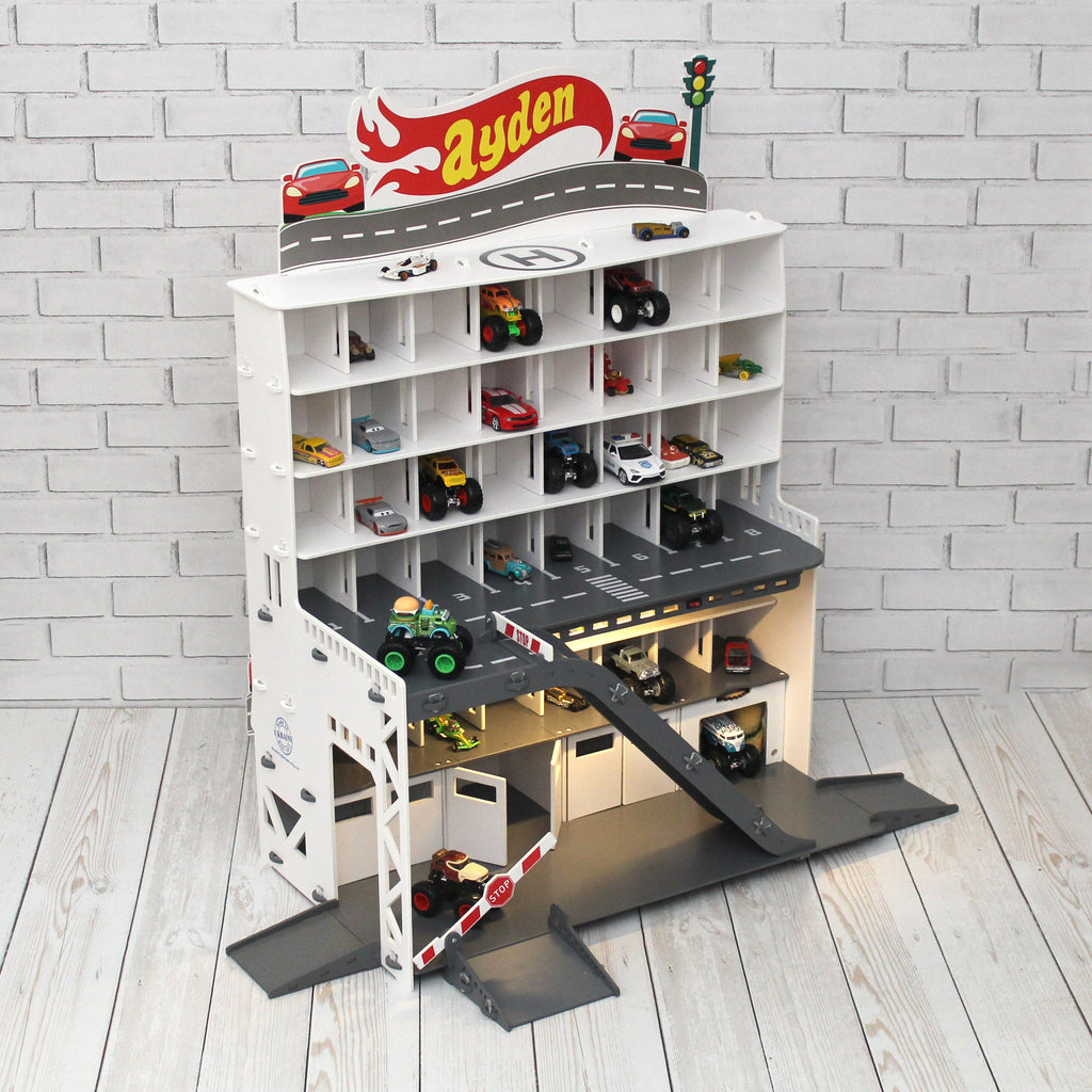 Toy Parking Lot made of thick and durable wood, plywood 1/5 inches 5 mm