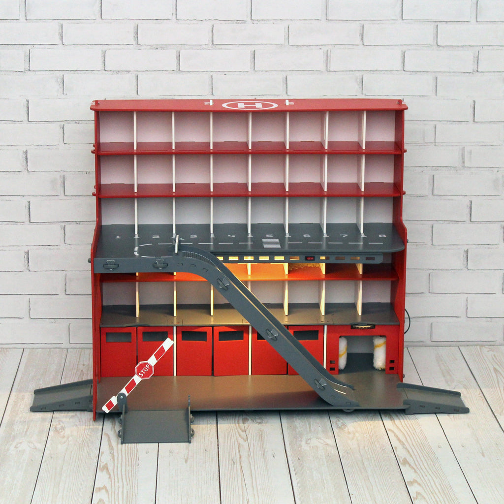 Toy Car Garage, Toy Parking Lot, Monster Truck Storage, Wooden Toy Organizer, Boy 3 4 5 years old gift, Toddler boy present