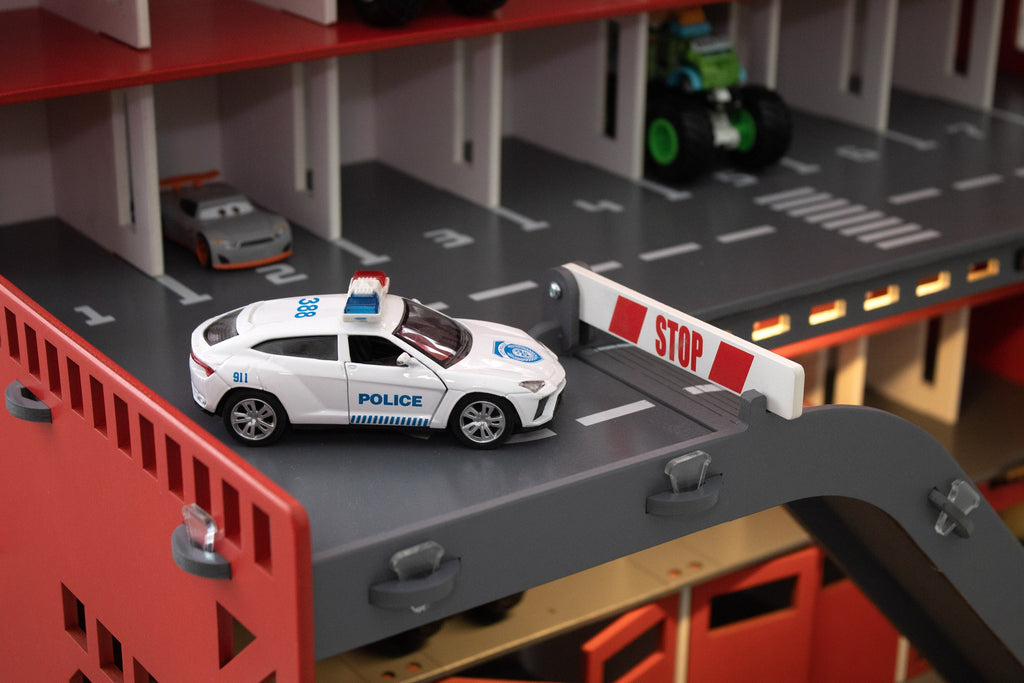 toy parking lot with barriers