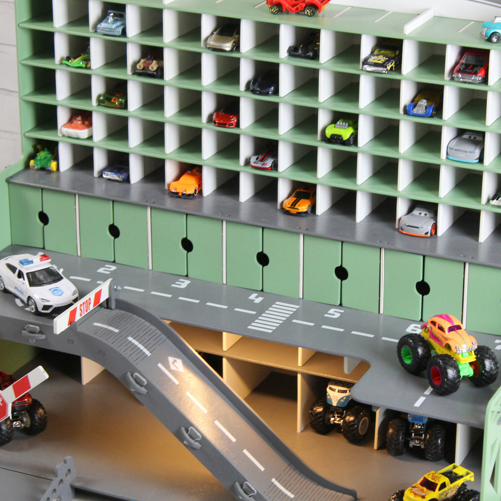 toy car garage made of plywood