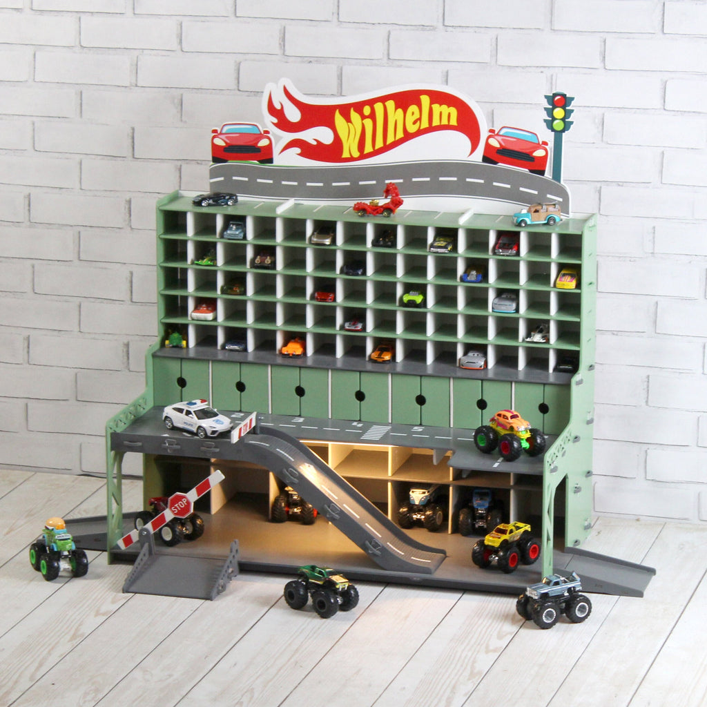 toddler boy toy garage, wooden toy car storage