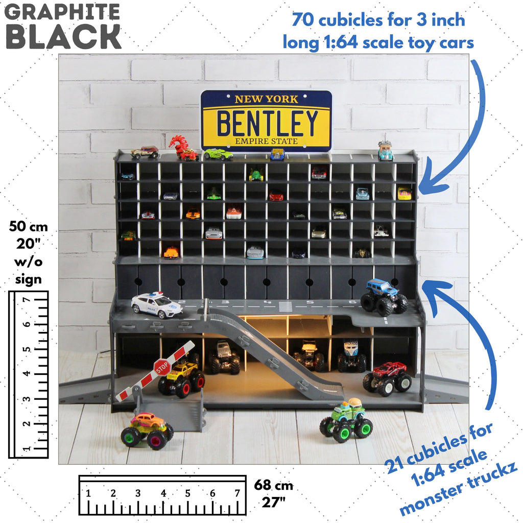 Personalized Wooden Toy Garage for Toddler Boys | 3-5 Year Old Birthday or Christmas Gift | Toy Car Parking & Display | Boys' Toy Storage