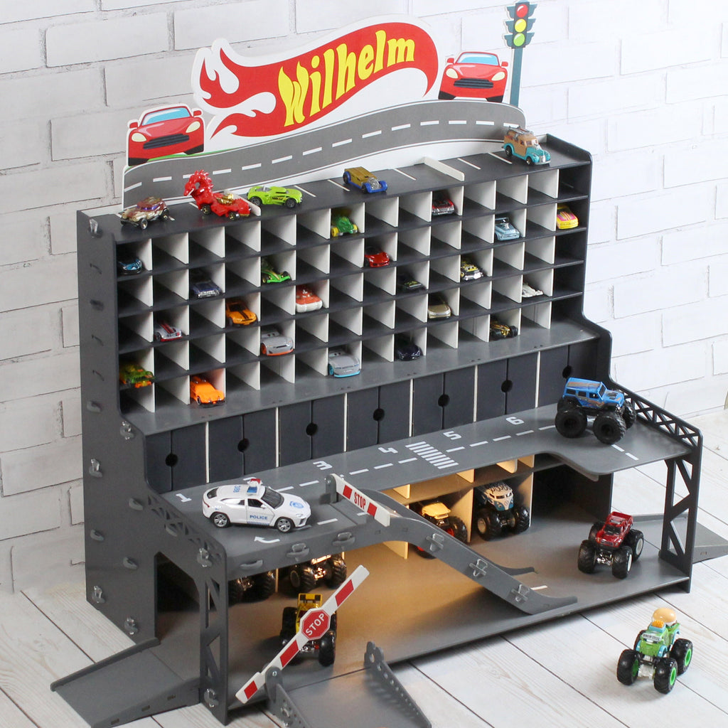 The garage in a well-lit room, highlighting its beautiful wood grain