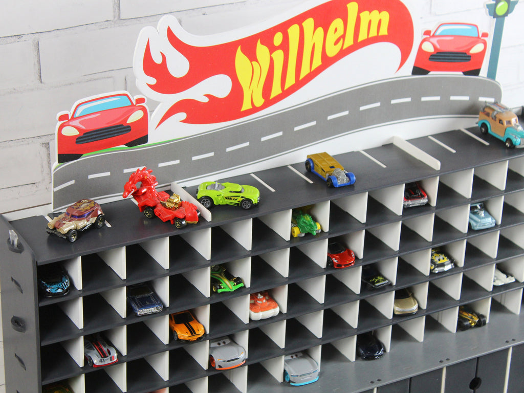 The garage in a playroom setting, encouraging imaginative play and organization