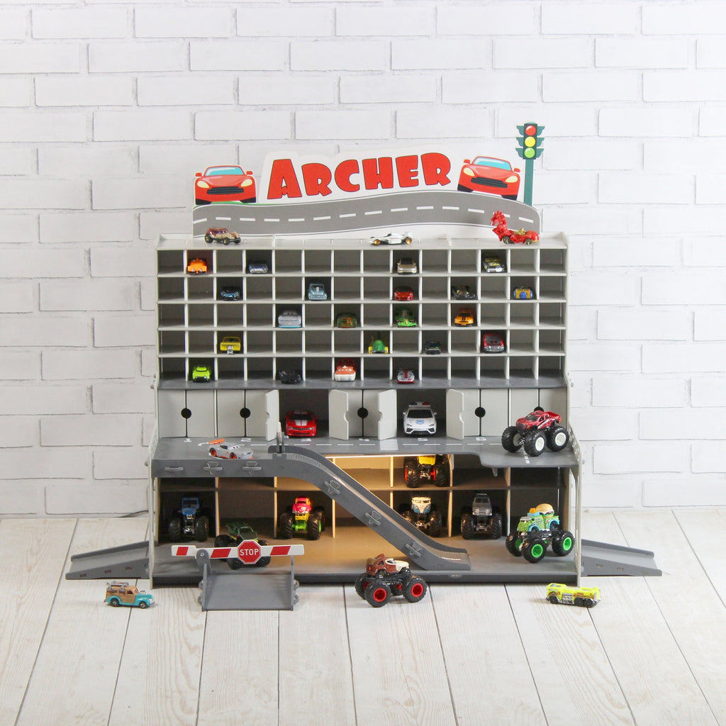 toy car garage for toddler boy suitable with toy cars of famous brand named in two words starting h