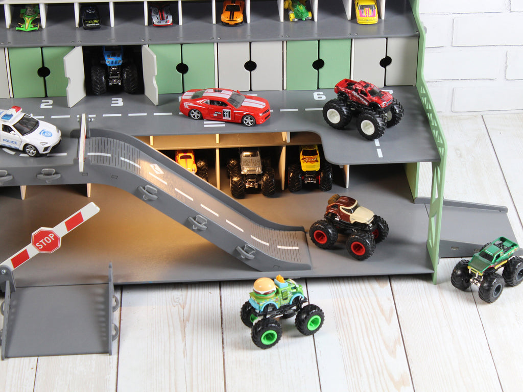 Handcrafted Wooden Toy Garage for Kids | Imaginative Pay & Toy Car Storage | Unique Children's Gift