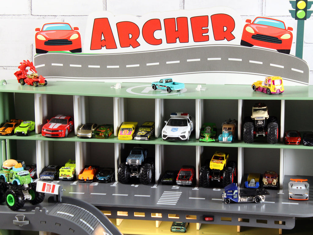 Personalized Toy Garage for Toy Cars - Perfect Christmas 2023 Gift for Toddlers