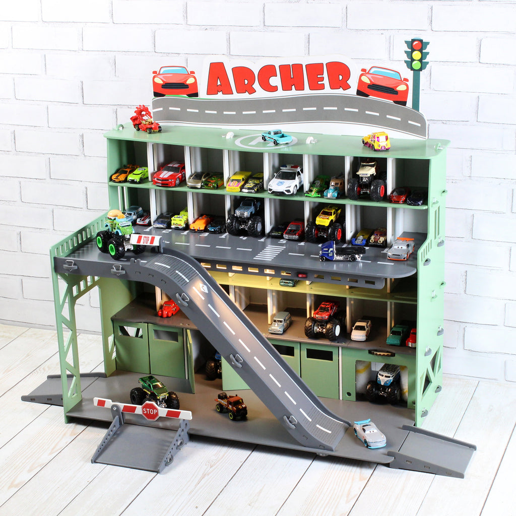 Personalized Toy Garage for Toy Cars - Perfect Christmas 2023 Gift for Toddlers