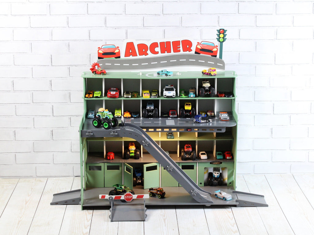 Personalized Toy Garage for Toy Cars - Perfect Christmas 2023 Gift for Toddlers