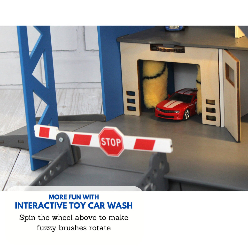 Encourage imaginative play with this toy car storage and playset