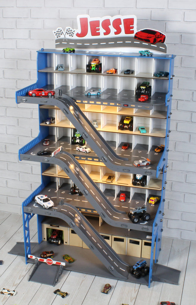 Keep toy cars neatly stored and easily accessible with this garage