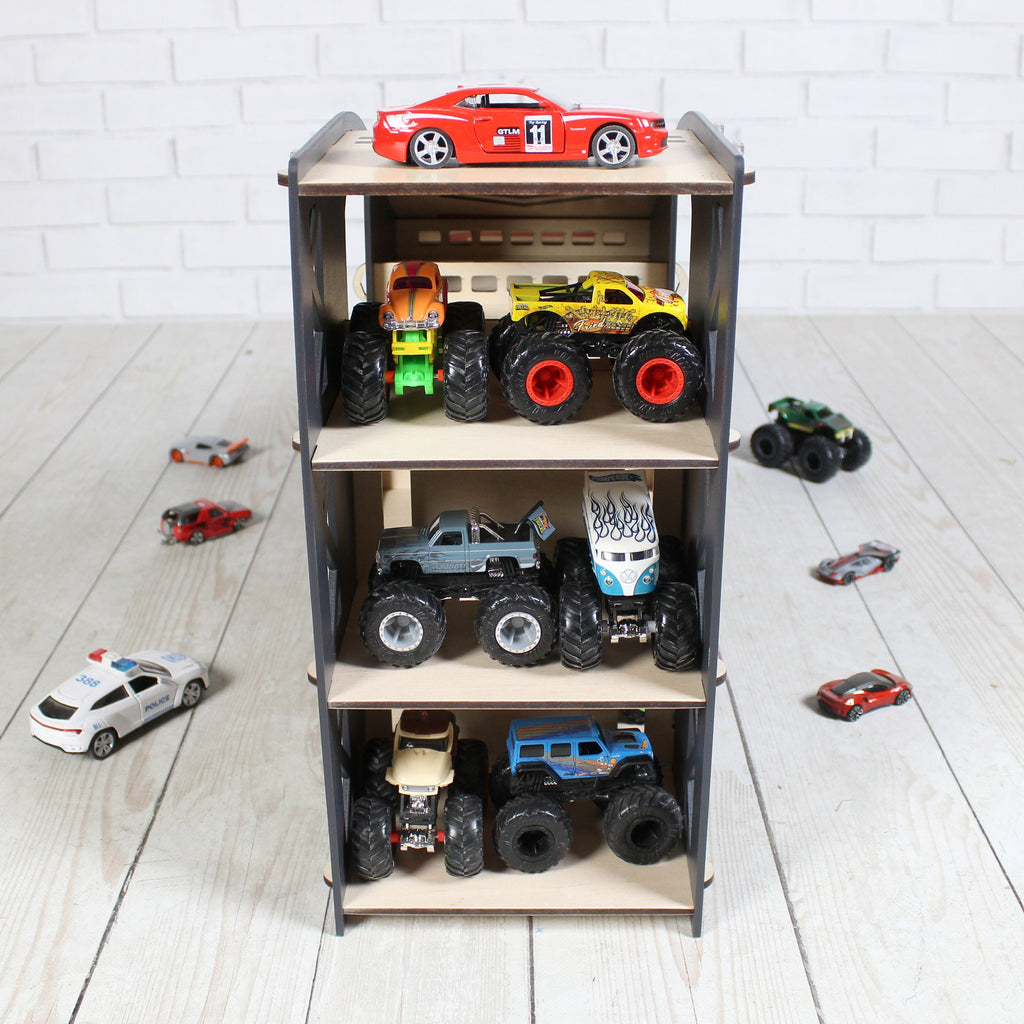 Toy Slope, Toy Car Jump Ramp 3 feet long, Speedy Race Down Stunt Playset, Toy Vehicles Storage, Wooden Toy Garage, Personalized Gift