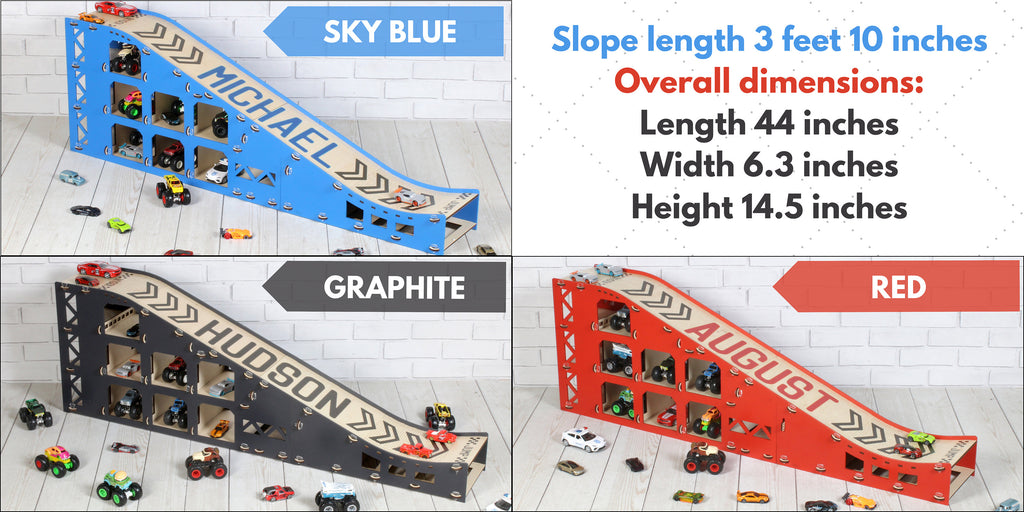 Toy Car Jump Ramp, Toy Vehicles Stunt Slope, Monster Truck Display Rack for 1:64 scale and larger