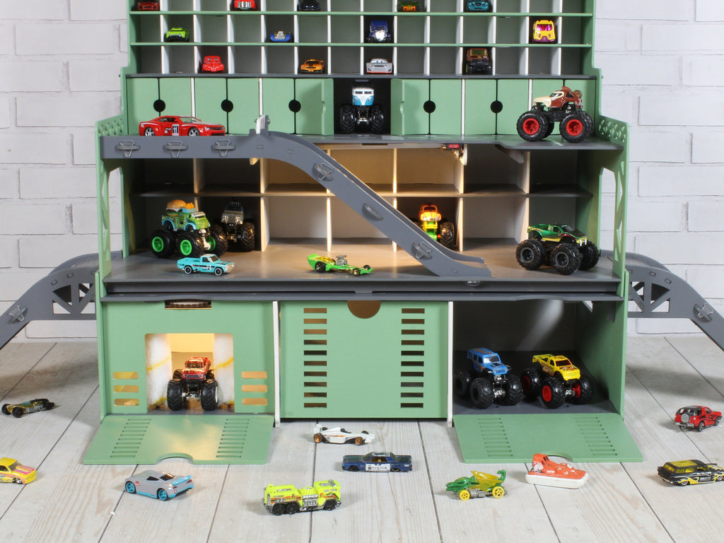 Personalized Wooden Toy Car Storage Garage - Perfect Christmas Gift for Toddler Boys Aged 2-5