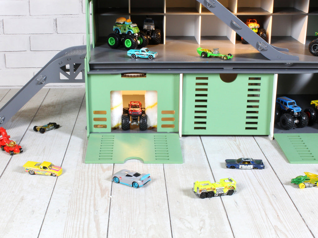 Personalized Wooden Toy Car Storage Garage - Perfect Christmas Gift for Toddler Boys Aged 2-5