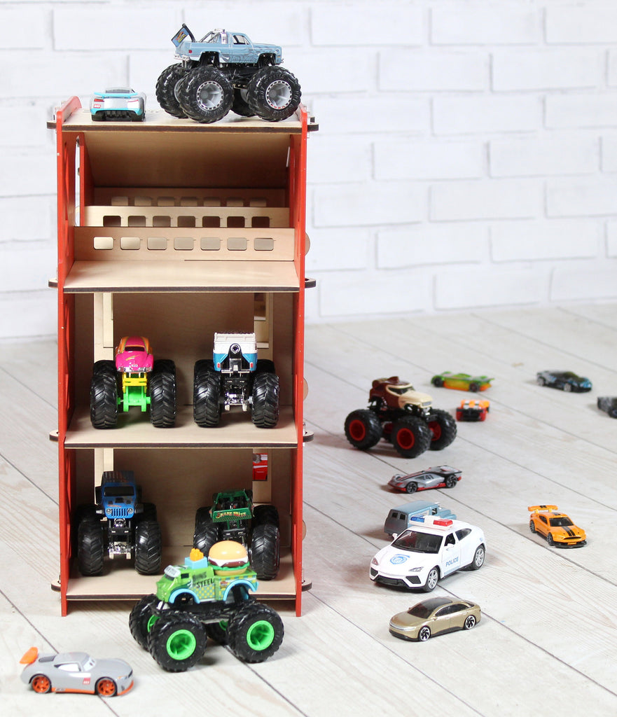 A child playing with the toy car ramp, demonstrating its interactive and engaging nature.