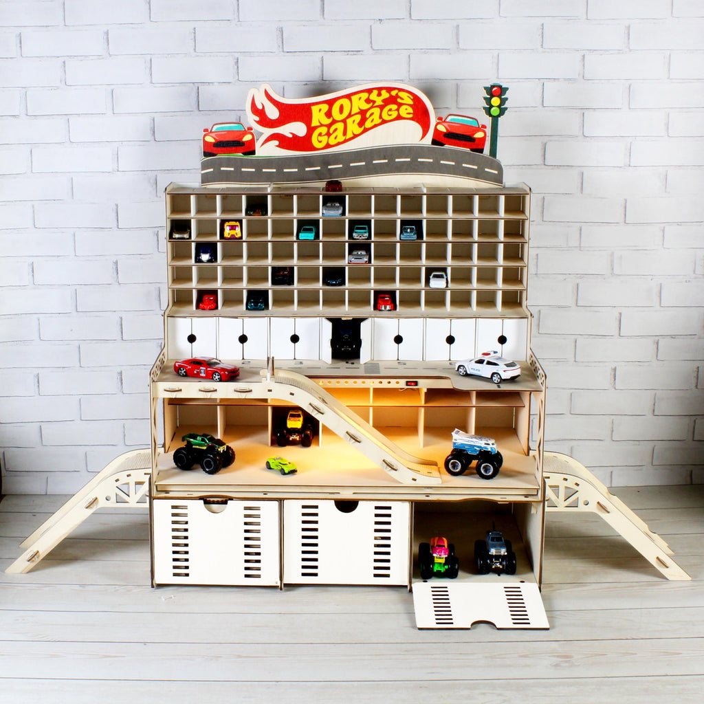 Toddler Boy Gift, Toy Car Storage for 1:64 Scale Diecast Wheel Toys, Great Nursery Decor