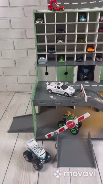 Handcrafted Wooden Toy Garage for Kids | Imaginative Pay & Toy Car Storage | Unique Children's Gift