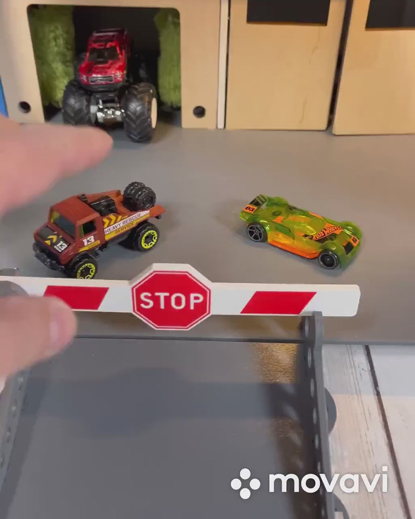 Toddler Boy Toy Car Storage. Huge Toy Garage for 1/64 scale Monster Truck, Toy Car Wash, Personalized Kid Gift, Toy Road Track